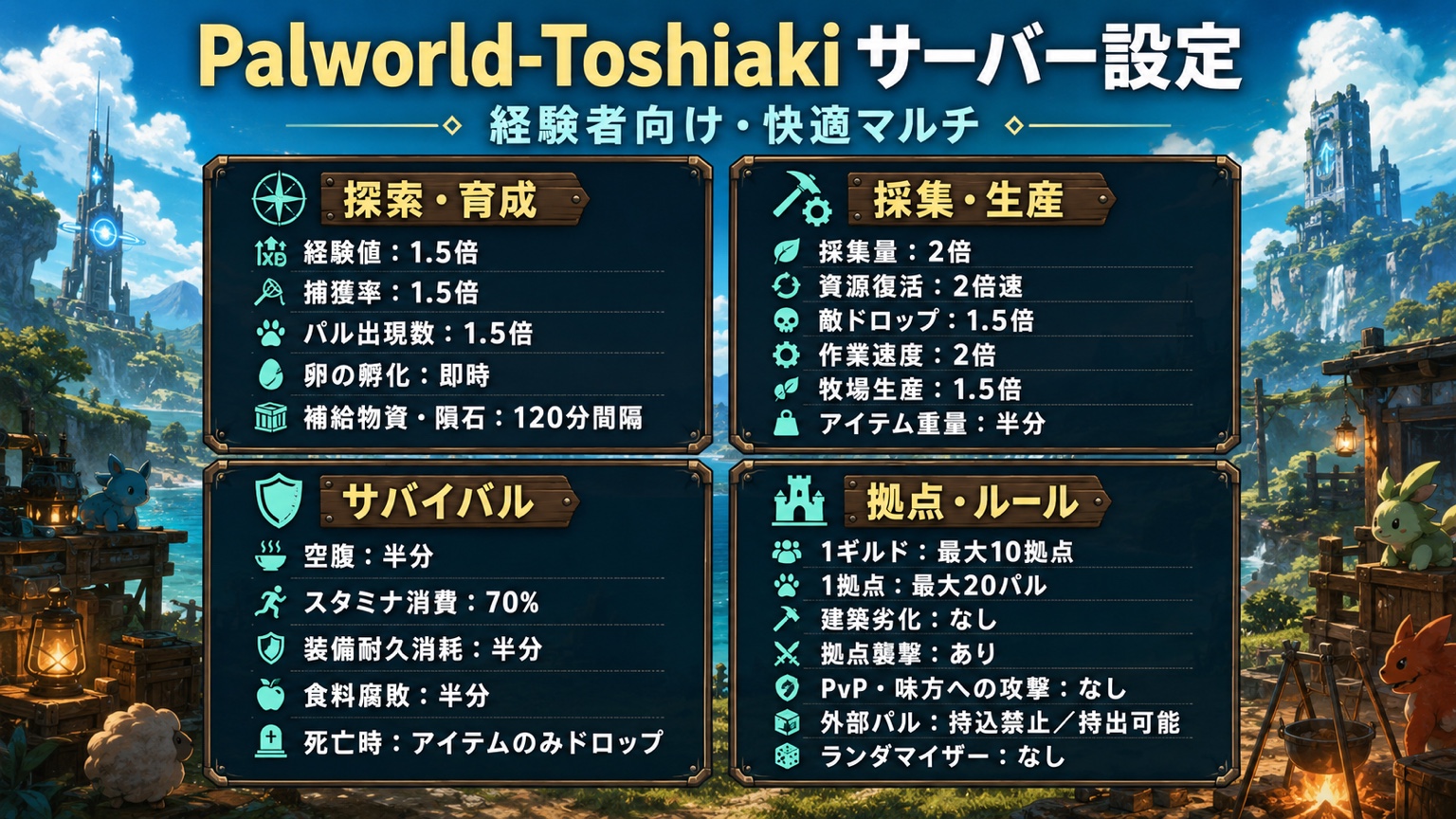 Palworld-Toshiakiのサーバー設定一覧